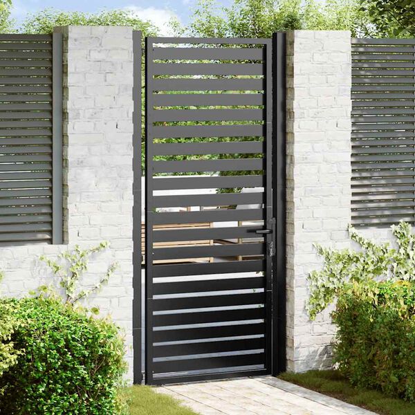 vidaXL Gartentor Abschlie&szlig;bar Schwarz 100x200 cm Aluminium