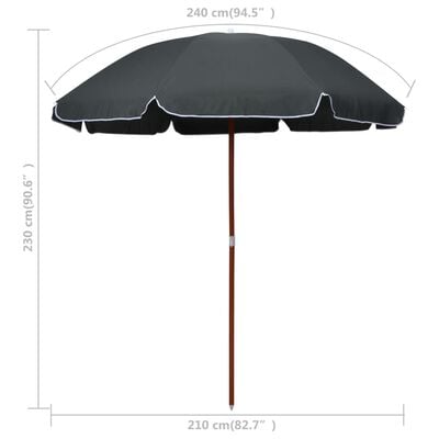 vidaXL Sonnenschirm mit Stahl-Mast 240 cm Anthrazit