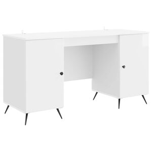 vidaXL Schreibtisch Hochglanz Wei&szlig; 142,5 x 50 x 75 cm Holzwerkstoff
