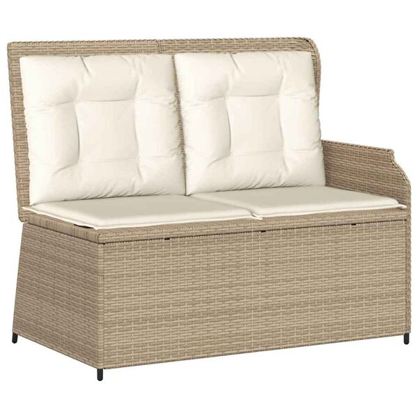 vidaXL Gartenbank mit Kissen Beige Poly Rattan