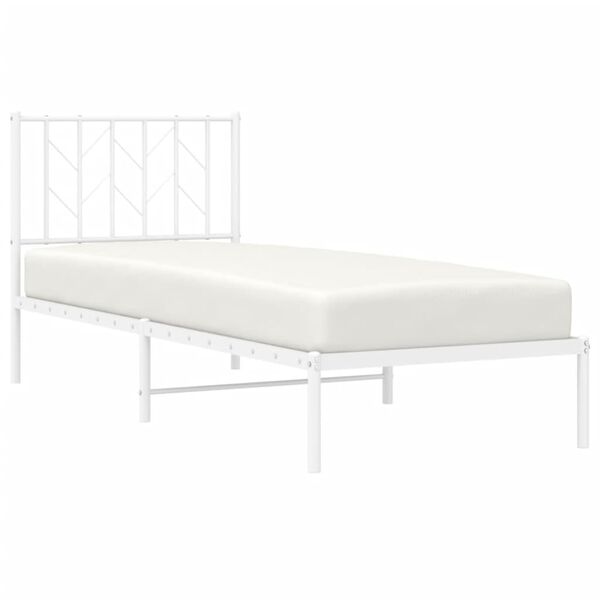 vidaXL Bettgestell mit Kopfteil Metall Wei&szlig; 80x200 cm