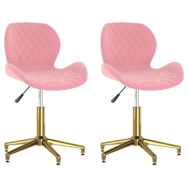 vidaXL Esszimmerst&uuml;hle 2 Stk. Drehbar Rosa Samt