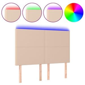 vidaXL LED Kopfteil Cappuccino-Braun 144x5x118/128cm Kunstleder