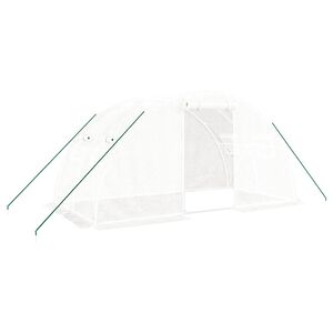 vidaXL Gew&auml;chshaus mit Stahlrahmen Wei&szlig; 8 m&sup2; 4x2x2 m