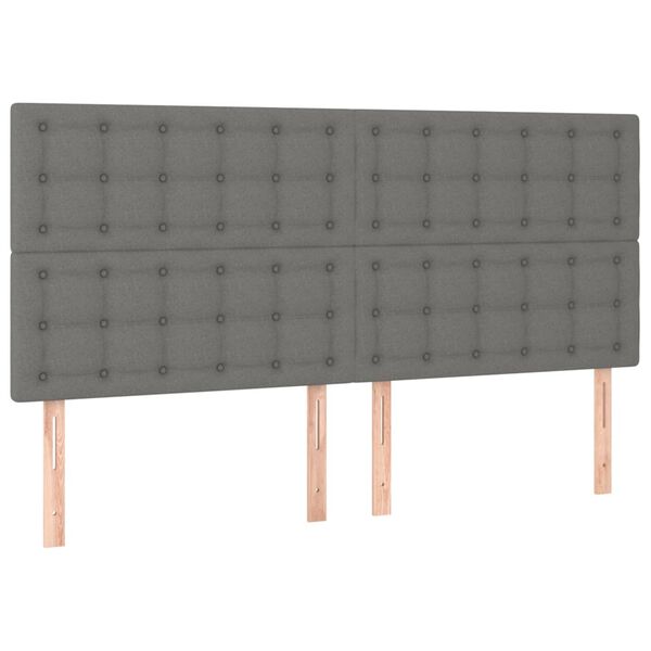 vidaXL LED Kopfteil Dunkelgrau 200x5x118/128 cm Stoff