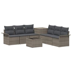vidaXL Sofa Set 8 stk. Grau und Dunkelgrau Polyrattan und Stahl
