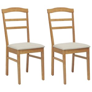 vidaXL Esszimmerstuhl 2 pcs Nat&uuml;rlich und hell Massives Gummiholz