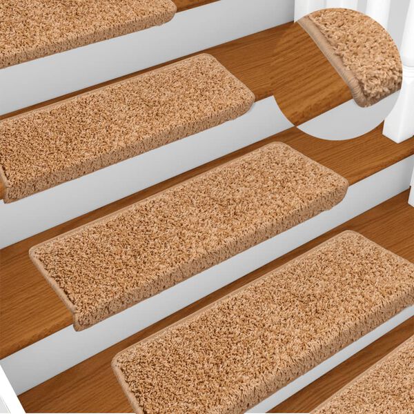 vidaXL Stufenmatten 15 Stk. 65x21x4 cm Beige Rechteckiger Rand