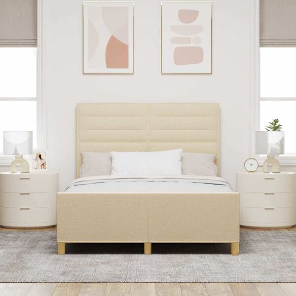 vidaXL Bettgestell mit Kopfteil Creme 160 x 200 cm Stoff