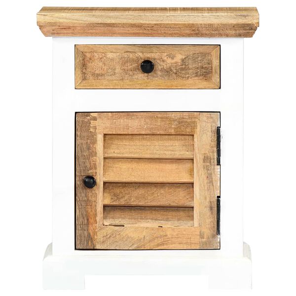 vidaXL Nachttisch Wei&szlig; und Braun 40x30x50 cm Massivholz Mango