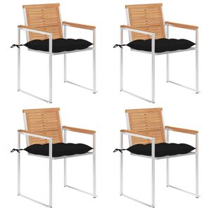 vidaXL Gartenst&uuml;hle 4 Stk. mit Kissen Massivholz Teak