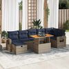 vidaXL 8-tlg. Garten-Sofagarnitur mit Kissen Braun Poly Rattan Akazie