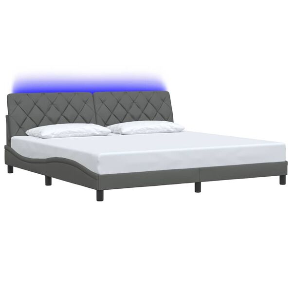 vidaXL Bettgestell mit LED ohne Matratze Dunkelgrau 200x200 cm Stoff