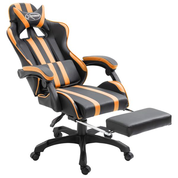 vidaXL Gaming-Stuhl mit Fu&szlig;st&uuml;tze Orange Kunstleder