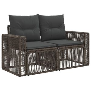 vidaXL Garten-Sofa 2-Sitzanzahl Grau Poly-Rattan