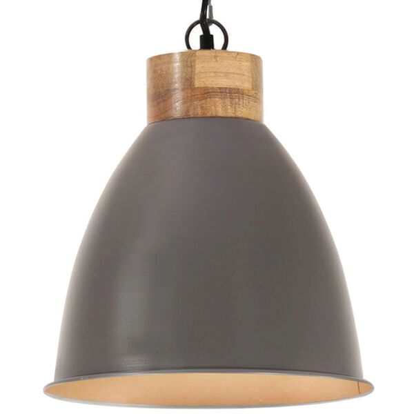 vidaXL H&auml;ngelampe Industrie-Stil Grau Eisen & Massivholz 35 cm E27