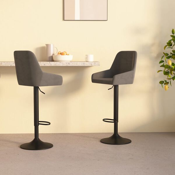 vidaXL Barhocker 2 Stk. Dunkelgrau Samt