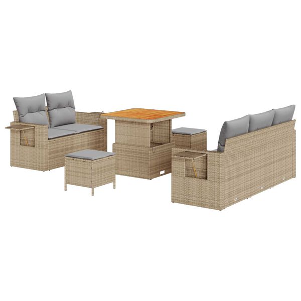 vidaXL Gartensofa-set mit Kissen 8 pcs Beige Poly-Rattan