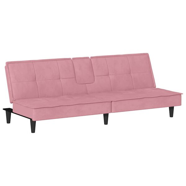 vidaXL Schlafsofa mit Getr&auml;nkehaltern Rosa Samt