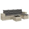 vidaXL 6-tlg. Garten-Sofagarnitur mit Kissen Hellgrau Poly Rattan