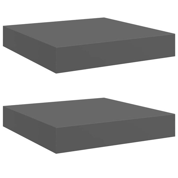 vidaXL Schweberegale 2 Stk. Hochglanz-Grau 23x23,5x3,8 cm MDF