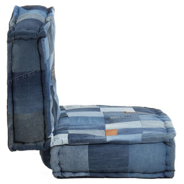 vidaXL Pouf Quadratisch 100x100x20 cm Denim Patchwork