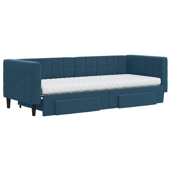 vidaXL Tagesbett Ausziehbar mit Schubladen Blau 80x200 cm Samt