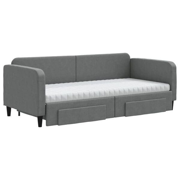 vidaXL Tagesbett Ausziehbar mit Schubladen Dunkelgrau 90x200 cm Stoff