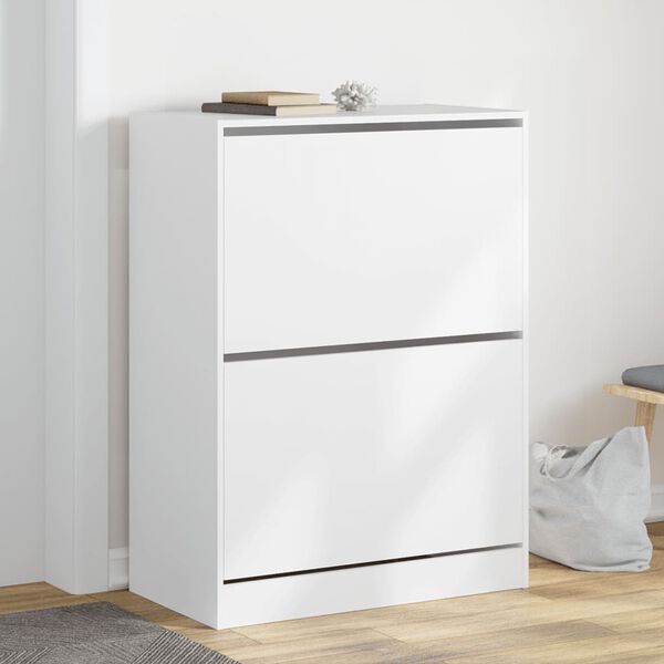 vidaXL Schuhschrank mit 2 Klappen Wei&szlig; 80x42x108 cm