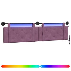 vidaXL H&auml;ngendes Kopfteil Mit LED Licht Lila Samt