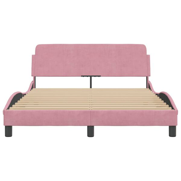 vidaXL Bettgestell mit Kopfteil "Dover" Rosa 140x200 cm Samt