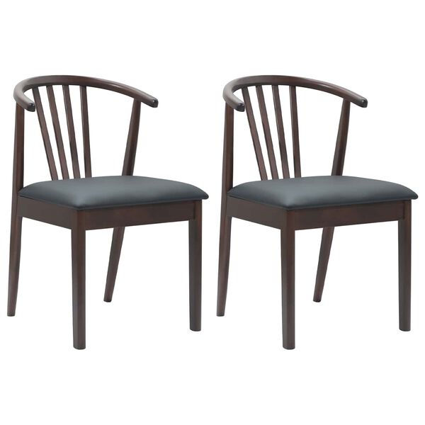 vidaXL Esszimmerstuhl 2 pcs Hellbraun und Schwarz Solides Gummiholz