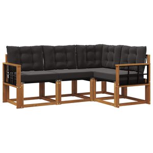 vidaXL Outdoor-Sofagarnitur 4 stk. Nat&uuml;rlich und Schwarz