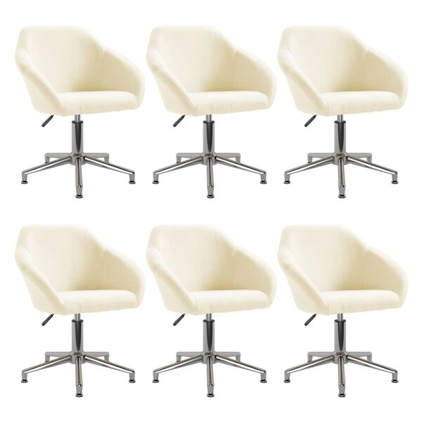 vidaXL Esszimmerst&uuml;hle 6 Stk. Drehbar Creme Stoff