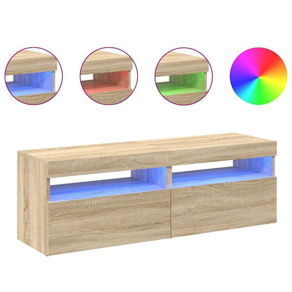 vidaXL TV-Schr&auml;nke LED-Leuchten 2 Stk. Sonoma-Eiche 60x35x40 cm