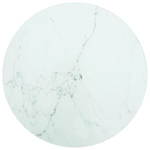 vidaXL Tischplatte Wei&szlig; &Oslash;30x0,8 cm Hartglas in Marmoroptik