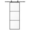 vidaXL Schiebet&uuml;r mit Beschlag Schwarz 76x205 cm ESG-Glas