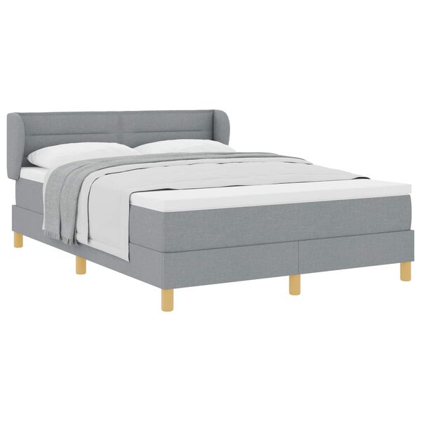 vidaXL Boxspringbett mit Matratze Hellgrau 140 x 190 cm Stoff