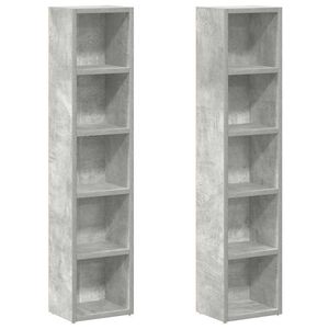 vidaXL CD-Regale 2 Stk. Betongrau 21x16x93,5 cm Holzwerkstoff