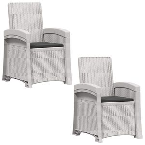 vidaXL Liegesessel Garten Rattan-Optik 2 stk. Wei&szlig; und Anthrazit PP