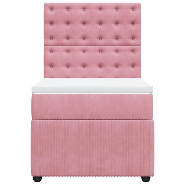 vidaXL Boxspringbett mit Matratze Rosa 100x200 cm Samt