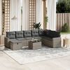 vidaXL 9-tlg. Garten-Sofagarnitur mit Kissen Hellgrau Poly Rattan