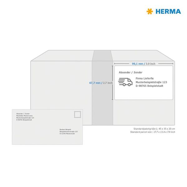 HERMA Adressetiketten Permanent Haftend A4 99,1x67,7 mm 100 Bl&auml;tter