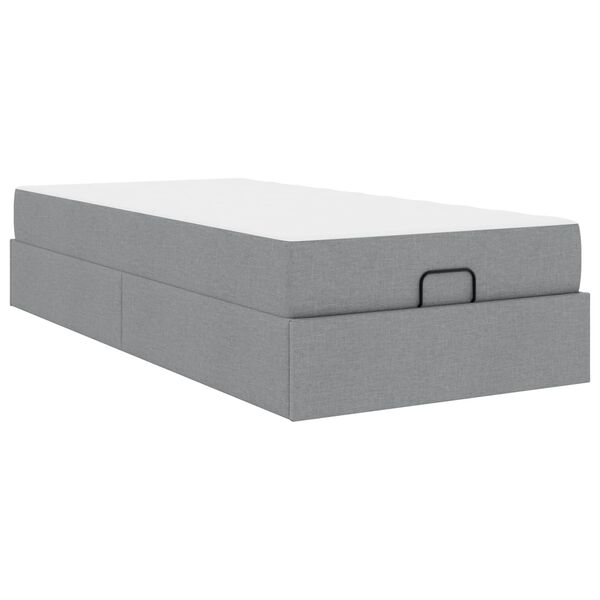 vidaXL Bettgestell mit Matratze mit Matratze 2 pcs Hellgrau Stoff