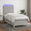 vidaXL Boxspringbett mit Matratze & LED Hellgrau 90x190 cm Stoff