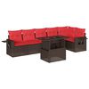 vidaXL 7-teiliges Gartensofa-Set mit Kissen, braun, Polyrattan