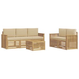 vidaXL Outdoor-Sofagarnitur 6 Stk. Wei&szlig; und Beige Polyester