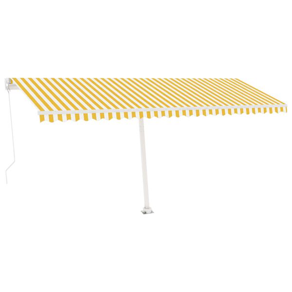 vidaXL Standmarkise Manuell Einziehbar 500x350 cm Gelb/Wei&szlig;