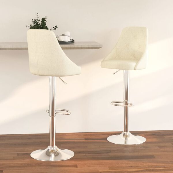 vidaXL Barhocker 2 Stk. Creme Stoff