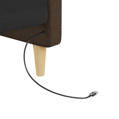 vidaXL Tagesbett mit Matratze USB Dunkelbraun Stoff 90x200 cm